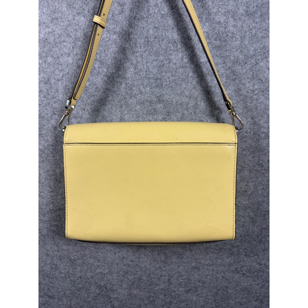 Kate Spade Yellow Saffiano Leather Crossbody Bag with Chain Detail and Strap - Picture 9 of 10